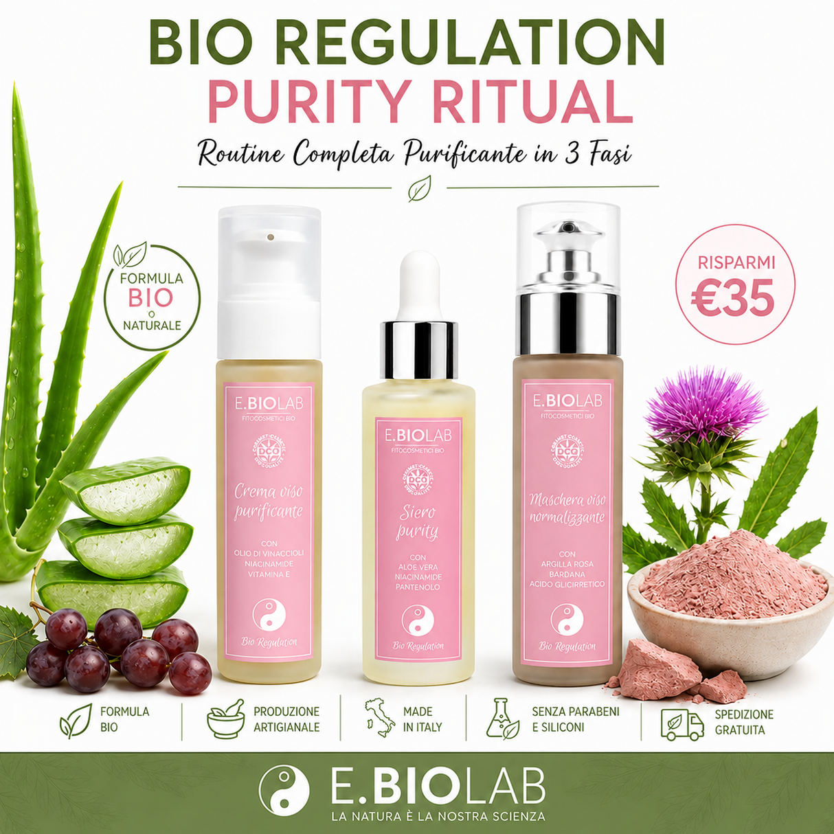 BIO REGULATION PURITY RITUAL – Premium Collection. Crema+Siero Purity+Maschera