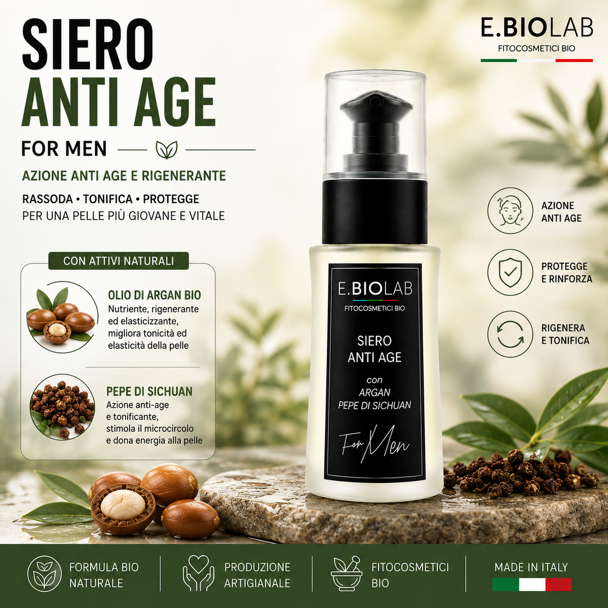 FOR MEN Complete Anti-Age Ritual Crema Viso + SieroLitft + Siero Idratante