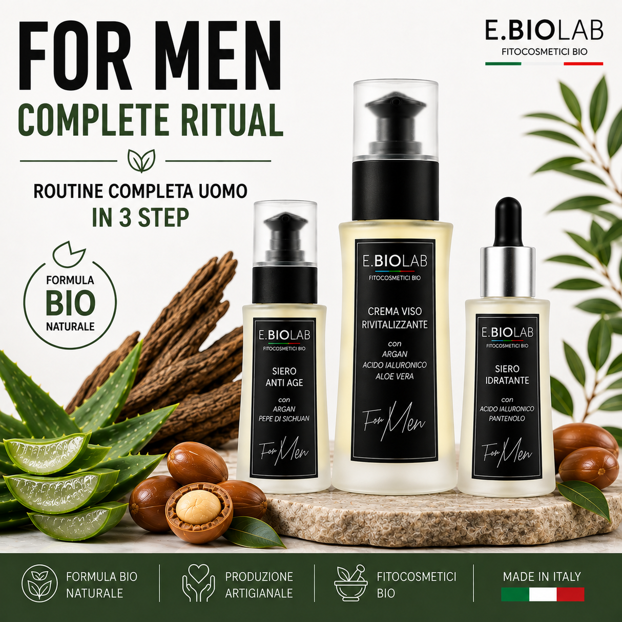 FOR MEN Complete Anti-Age Ritual Crema Viso + SieroLitft + Siero Idratante